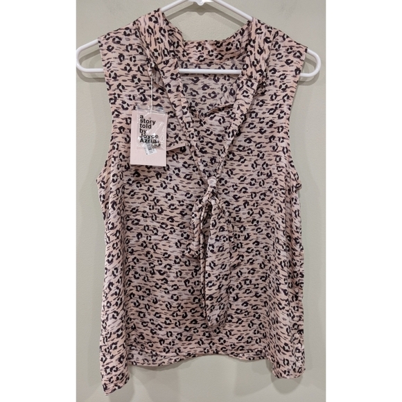 🆕 Avec Les Filles Sleeveless Print Top in Les Filles Pink Leopard Medium - Picture 2 of 8
